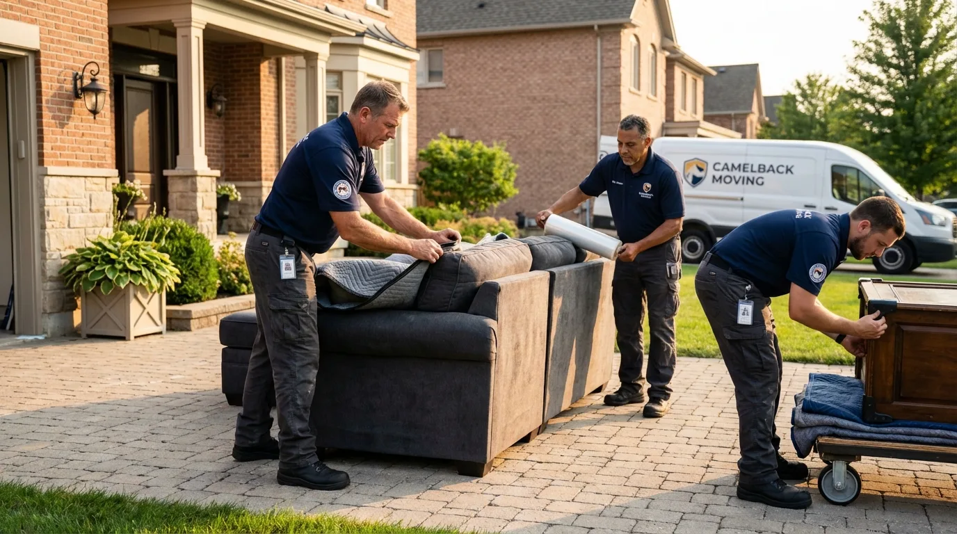 Large estate moving crew wrapping furniture in Atglen, PA