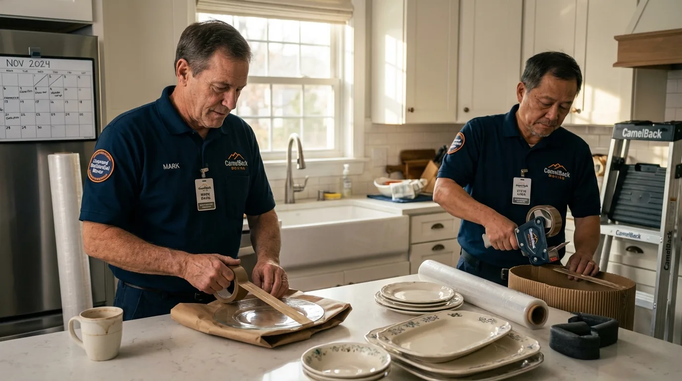 Professional crew packing kitchen dishware in Atglen, PA